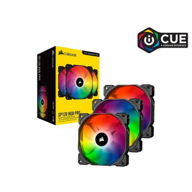 3 X PACK Corsair iCUE SP120 RGB PRO Cooling Fan - 3 Pack 120 mm - 52 CFM - 26 dB(A) Noise - Hydraulic Bearing - RGB LED