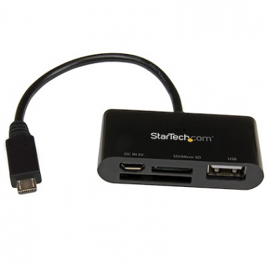 StarTech.com OTG USB Memory Card Reader Dongle for Mobile Devices - Supports SD, SDHC, SDXC, MMC & Micro SD, Micro SDHC & Micro